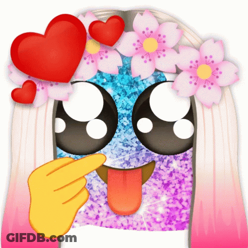 Cartoon Girl With Pink Hair And Flowers GIF