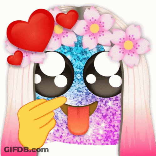 Cartoon Girl With Pink Hair And Flowers GIF
