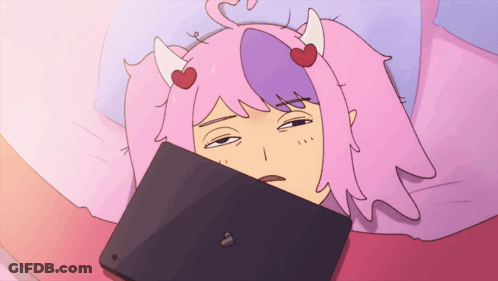 Cartoon Girl With Pink Hair And Horns GIF