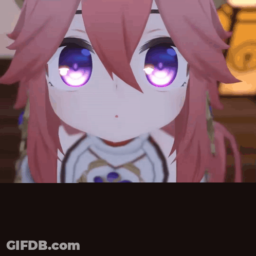 Cartoon Girl With Pink Hair And Purple Eyes GIF