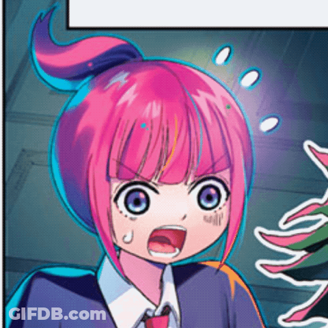 Cartoon Girl With Pink Hair And Purple Eyes GIF