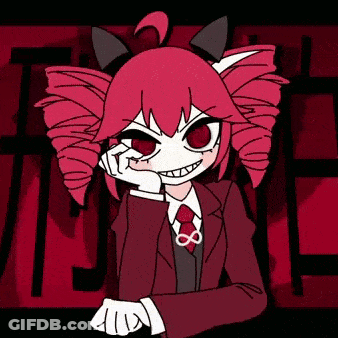 Cartoon Girl With Pink Hair And Red Eyes GIF