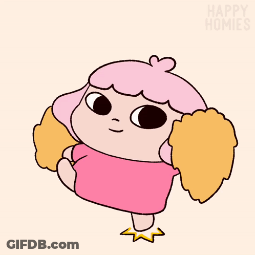 Cartoon Girl With Pink Hair Happy Homies GIF