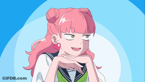 Cartoon Girl With Pink Hair Making A Face GIF