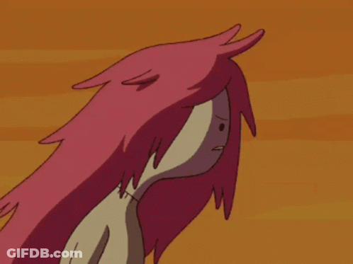 Cartoon Girl With Pink Hair On Orange Background GIF