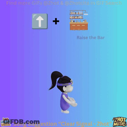 Cartoon Girl With Ponytail And Headband Saying Zhot Music GIF
