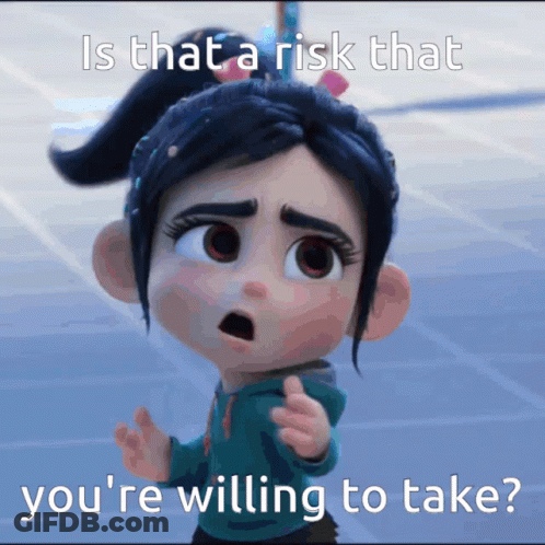 Cartoon Girl With Ponytail Asking If She's Willing To Take A Risk GIF