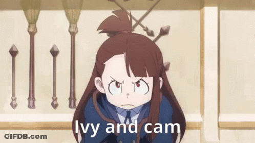 Cartoon Girl With Ponytail Saying Ivy And Cam GIF
