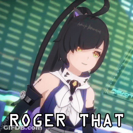 Cartoon Girl With Ponytail Saying Roger That GIF