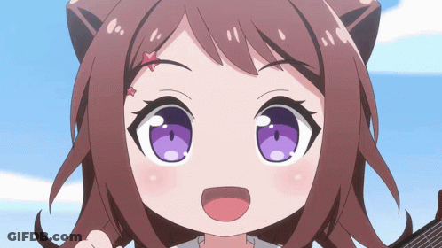 Cartoon Girl With Purple Eyes And Cat Ears GIF