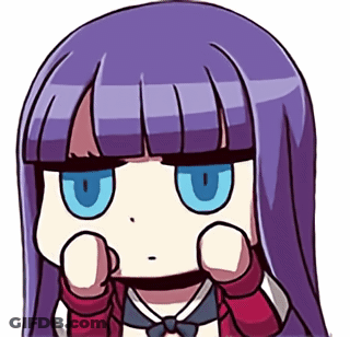 Cartoon Girl With Purple Hair And Blue Eyes Making Face GIF