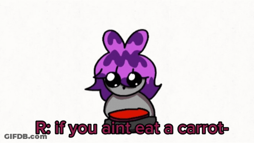 Cartoon Girl With Purple Hair And Carrot Saying GIF