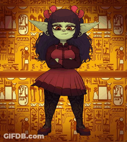 Cartoon Girl With Purple Hair And Green Ears GIF