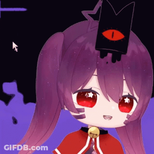 Cartoon Girl With Purple Hair And Red Eyes GIF