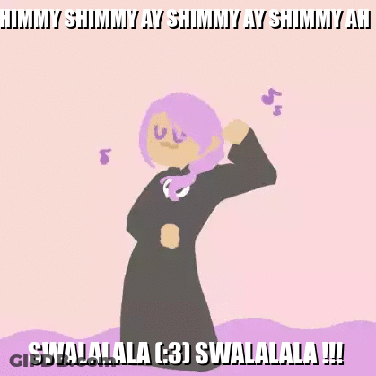 Cartoon Girl With Purple Hair And Skull Shirt Dancing GIF