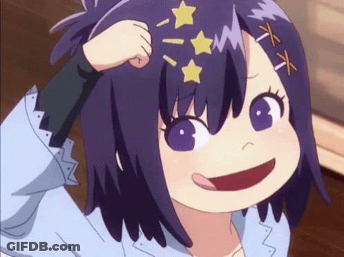 Cartoon Girl With Purple Hair And Stars On Head GIF