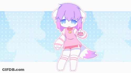 Cartoon Girl With Purple Hair And White Paws GIF