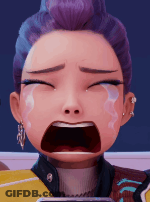 Cartoon Girl With Purple Hair Crying GIF