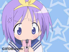 Cartoon Girl With Purple Hair Holding Pink Camera GIF