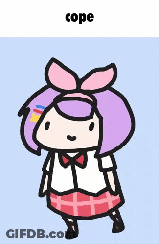 Cartoon Girl With Purple Hair Saying Cope GIF