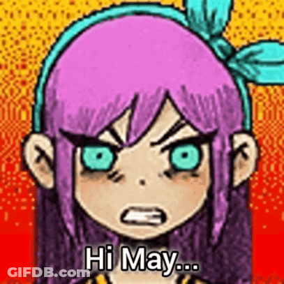 Cartoon Girl With Purple Hair Saying Hi GIF