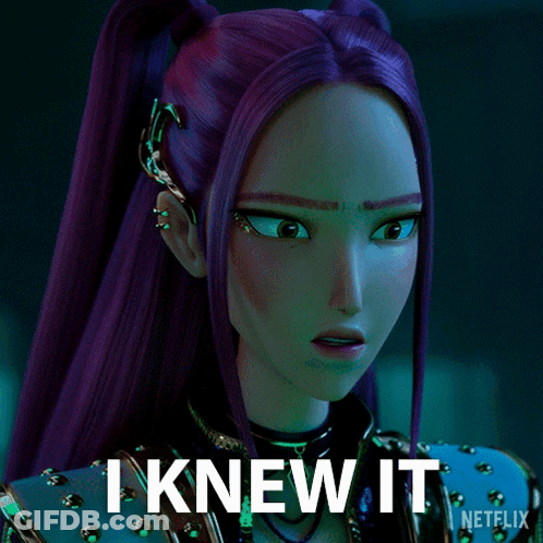 Cartoon Girl With Purple Hair Saying I Knew It GIF