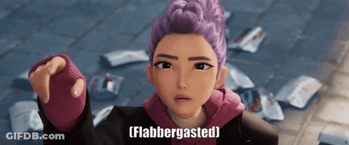 Cartoon Girl With Purple Hair Says Flabbergasted GIF