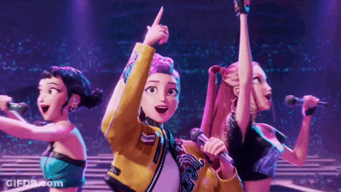 Cartoon Girl With Purple Hair Smiling Thumbs Up GIF