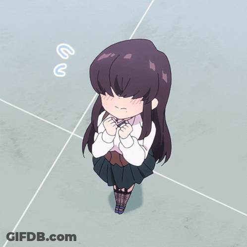 Cartoon Girl With Purple Hair Standing With Letters U And C GIF