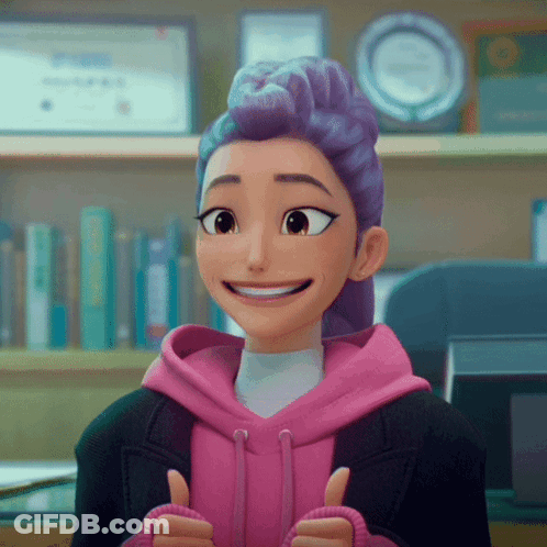 Cartoon Girl With Purple Hair Thumbs Up GIF