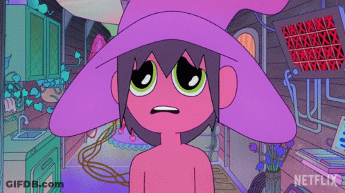 Cartoon Girl With Purple Hat And Netflix Logo GIF