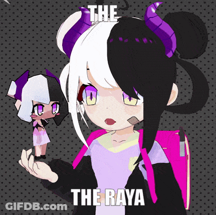 Cartoon Girl With Purple Horns Holding Doll The Raya GIF