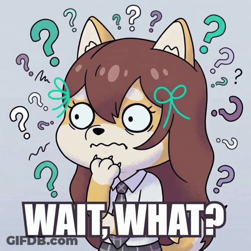 Cartoon Girl With Question Mark Saying Wait What GIF