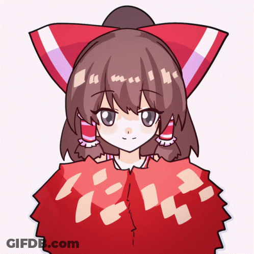 Cartoon Girl With Red And White Bow GIF