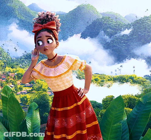 Cartoon Girl With Red Bow In Landscape GIF