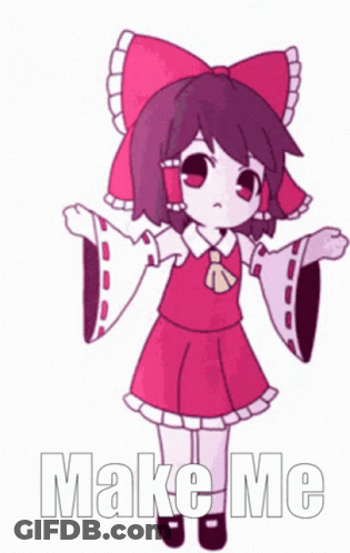 Cartoon Girl With Red Bow Saying Make Me GIF