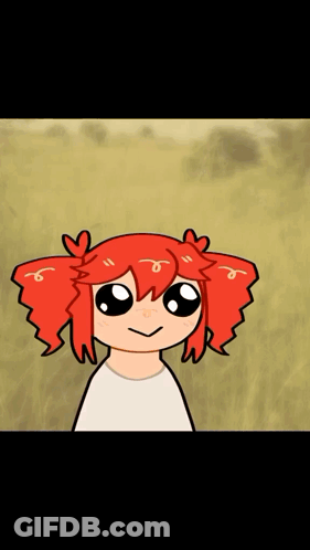 Cartoon Girl With Red Hair And Big Eyes GIF