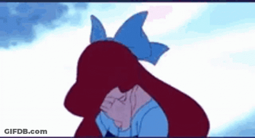 Cartoon Girl With Red Hair And Blue Bow GIF