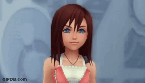 Cartoon Girl With Red Hair And Blue Eyes Standing In Front Of Blue Wall GIF