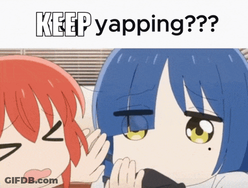 Cartoon Girl With Red Hair And Blue Hair Saying Keep Yapping GIF