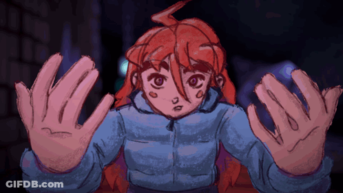 Cartoon Girl With Red Hair And Blue Jacket GIF