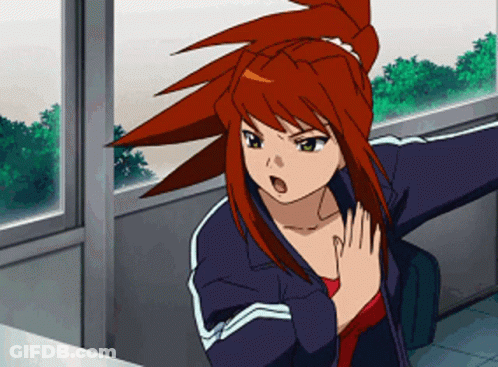 Cartoon Girl With Red Hair And Blue Jacket GIF
