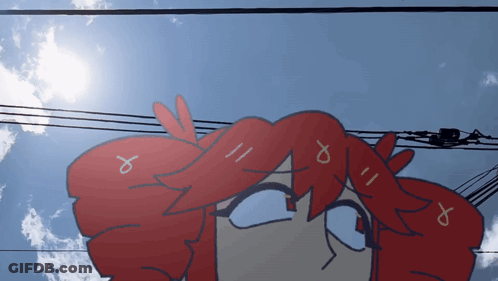 Cartoon Girl With Red Hair And Letter O On Head GIF