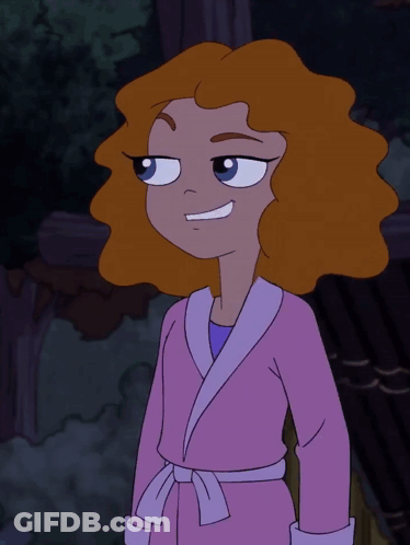 Cartoon Girl With Red Hair And Pink Robe GIF