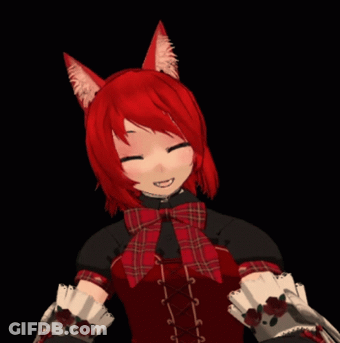 Cartoon Girl With Red Hair And White Ears Smiling GIF