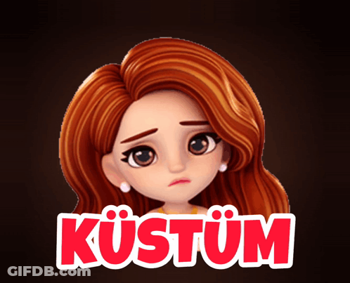 Cartoon Girl With Red Hair Kustum GIF