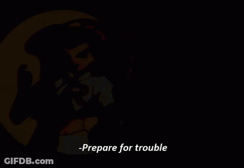 Cartoon Girl With Red Hair Saying Prepare For Trouble GIF