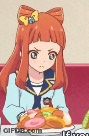 Cartoon Girl With Red Hair Sitting At Table With Food GIF