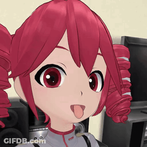 Cartoon Girl With Red Hair Sticking Out Tongue GIF