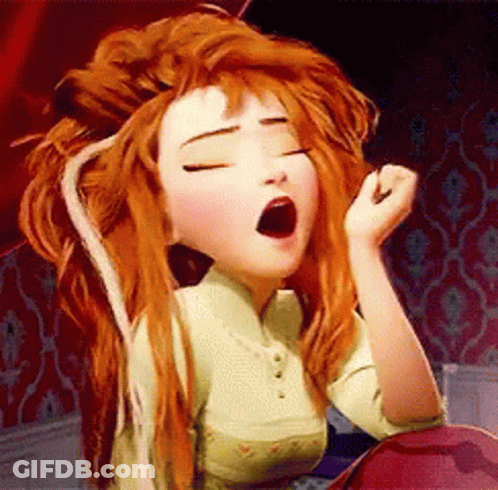 Cartoon Girl With Red Hair Yawning Eyes Closed GIF